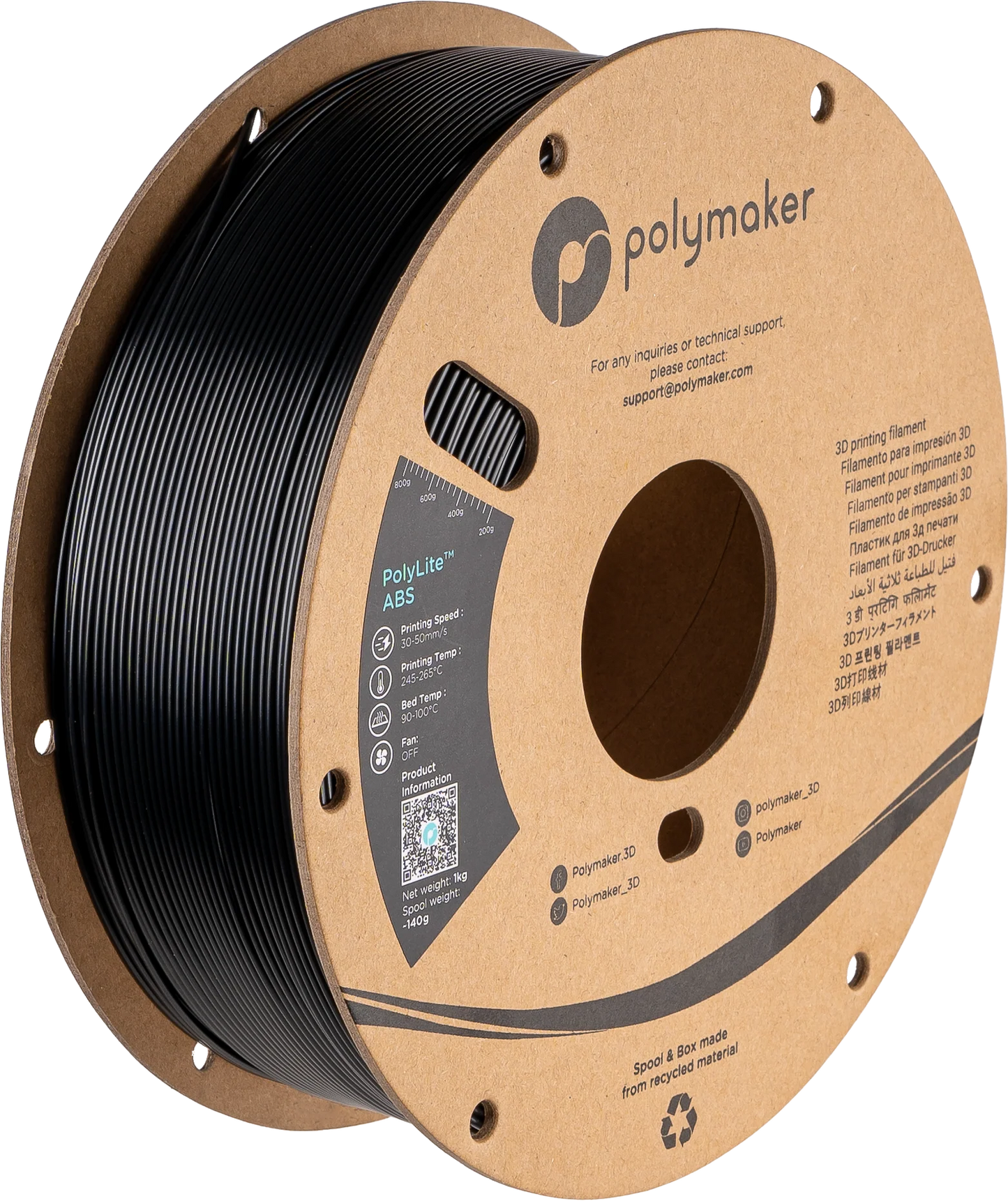 Black - Polymaker PolyLite™ ABS - 1.75mm, 1kg