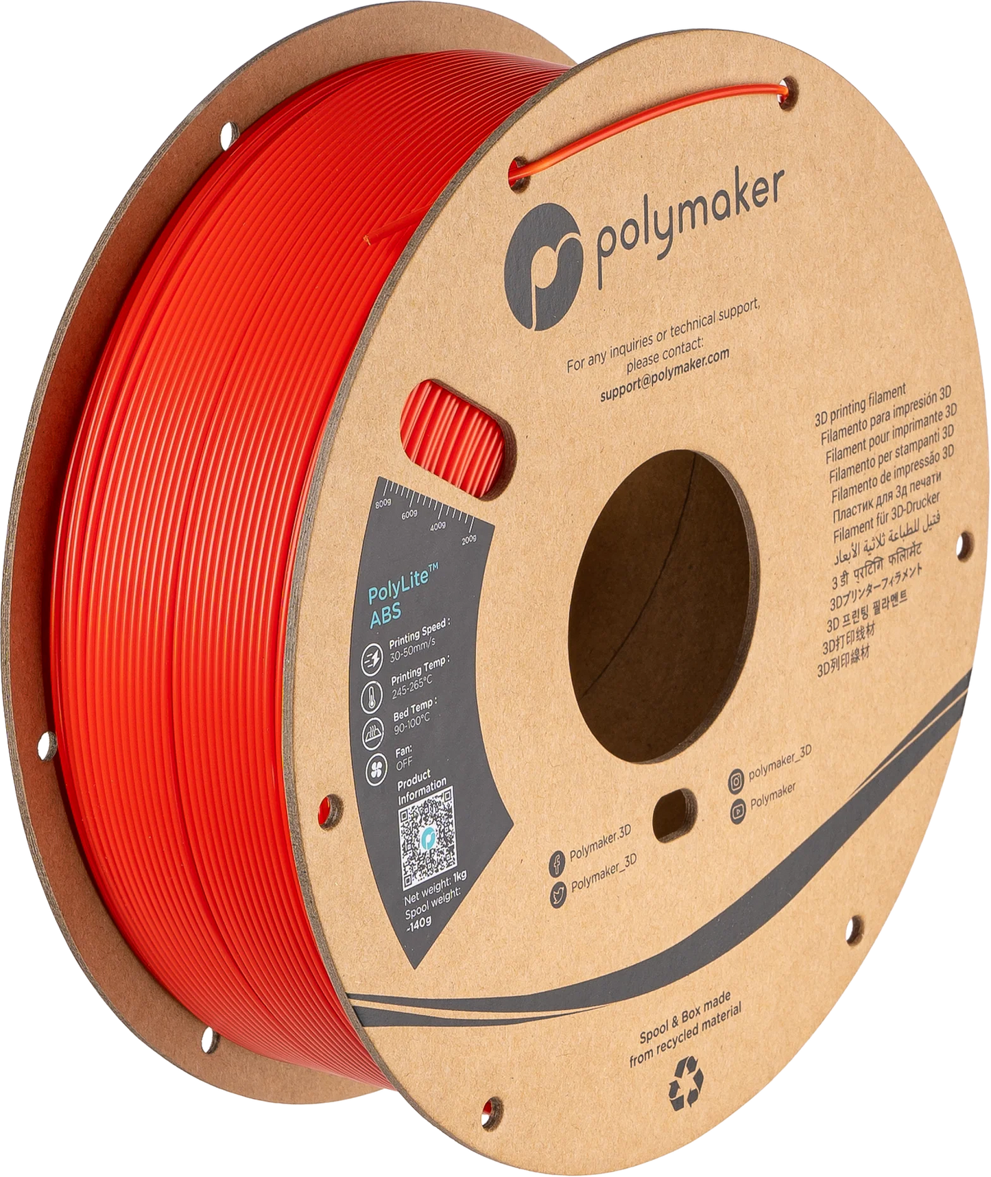 Red - Polymaker PolyLite™ ABS - 1.75mm, 1kg