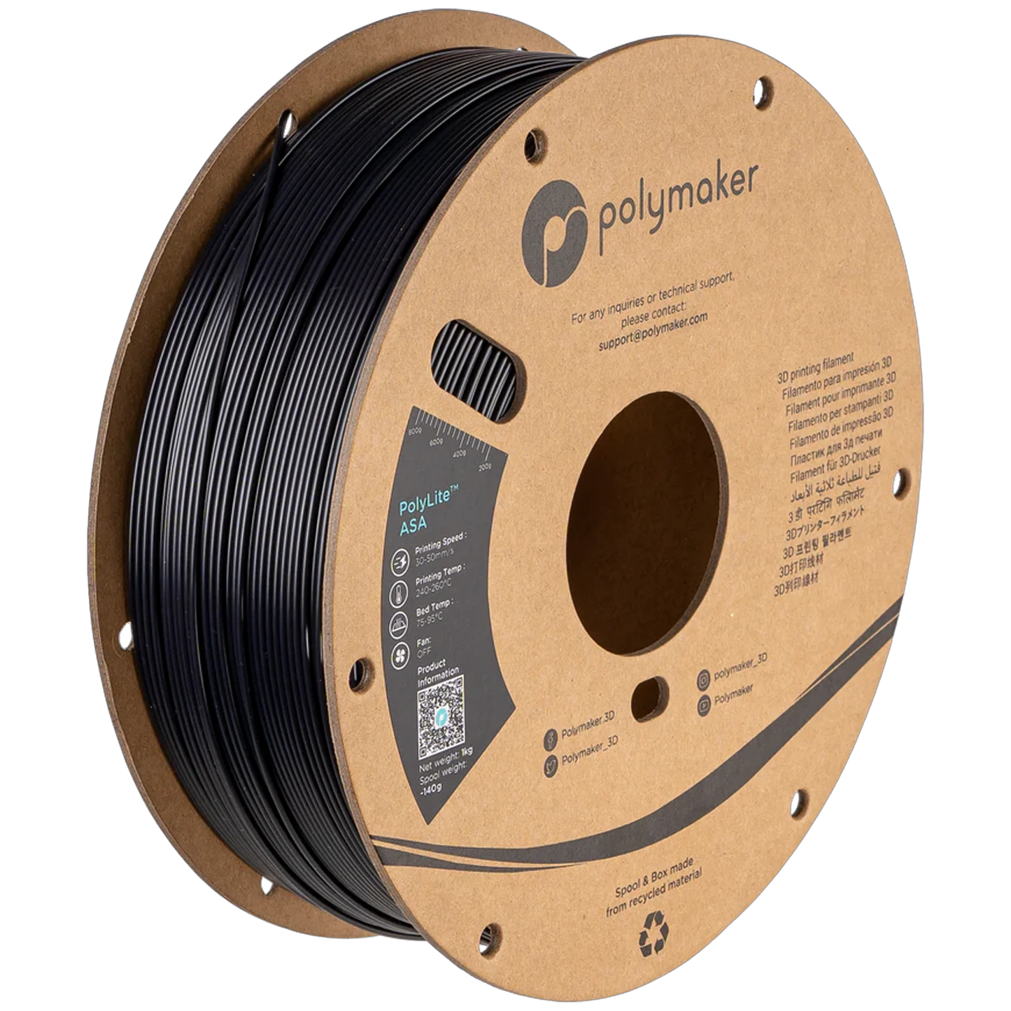 Black - Polymaker PolyLite™ ASA - 1.75mm, 1kg