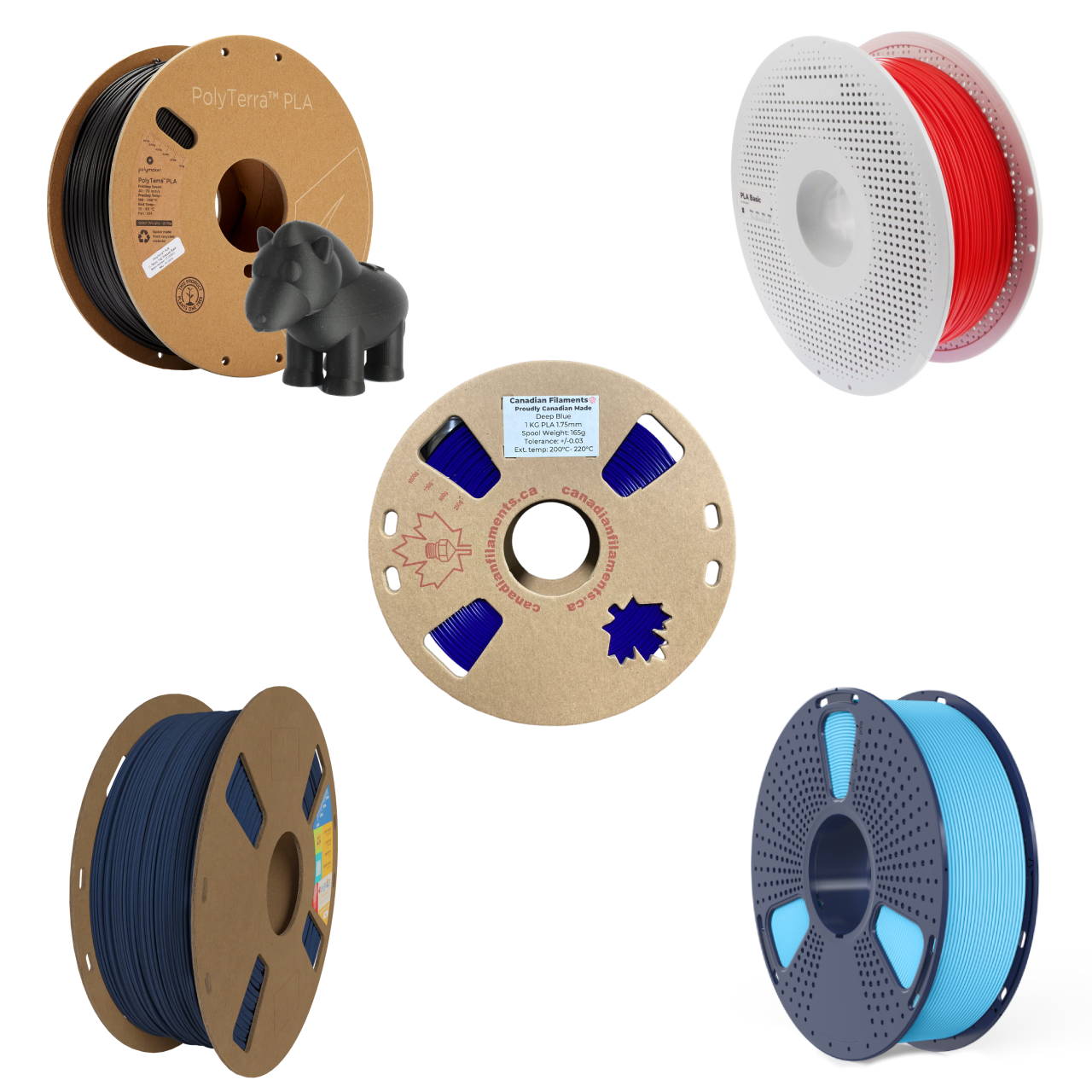 Brand Sampler PLA Pack (1.75mm, 1kg spools)