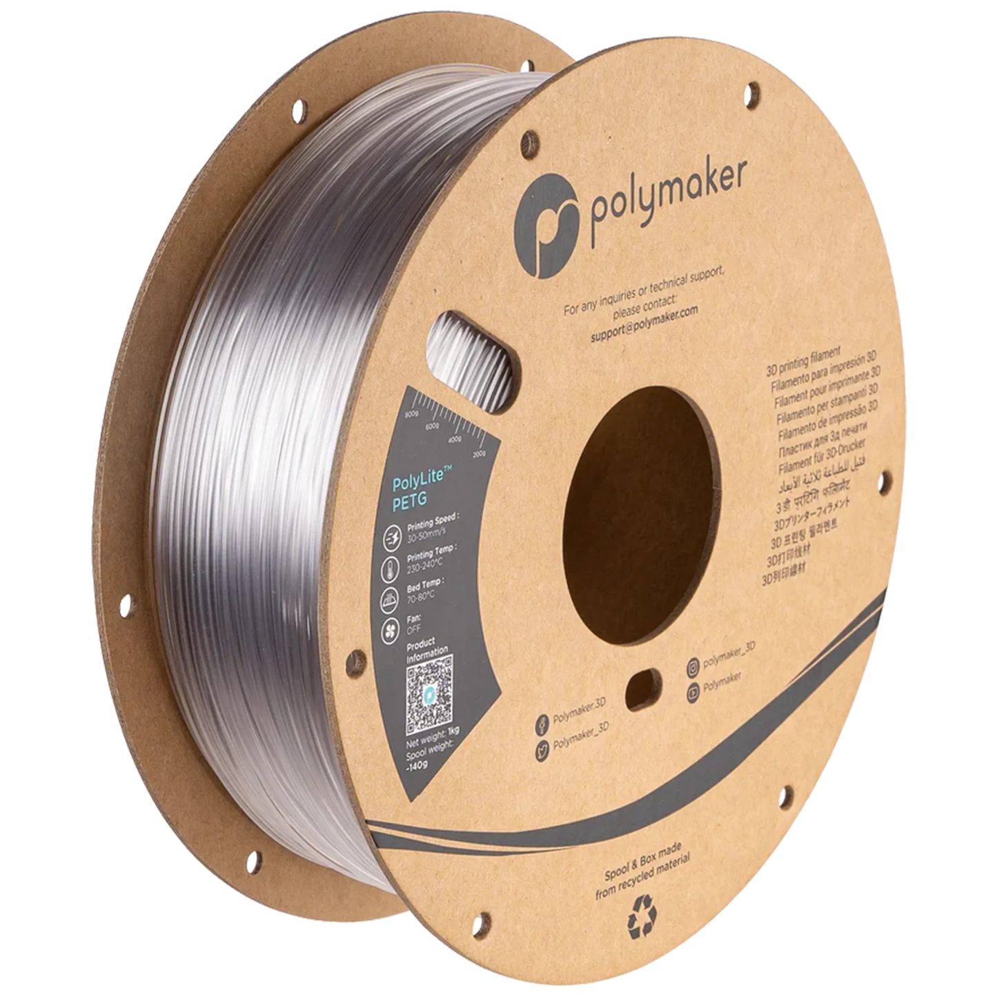 Transparent - Polymaker PolyLite™ PETG - 1.75mm, 1kg