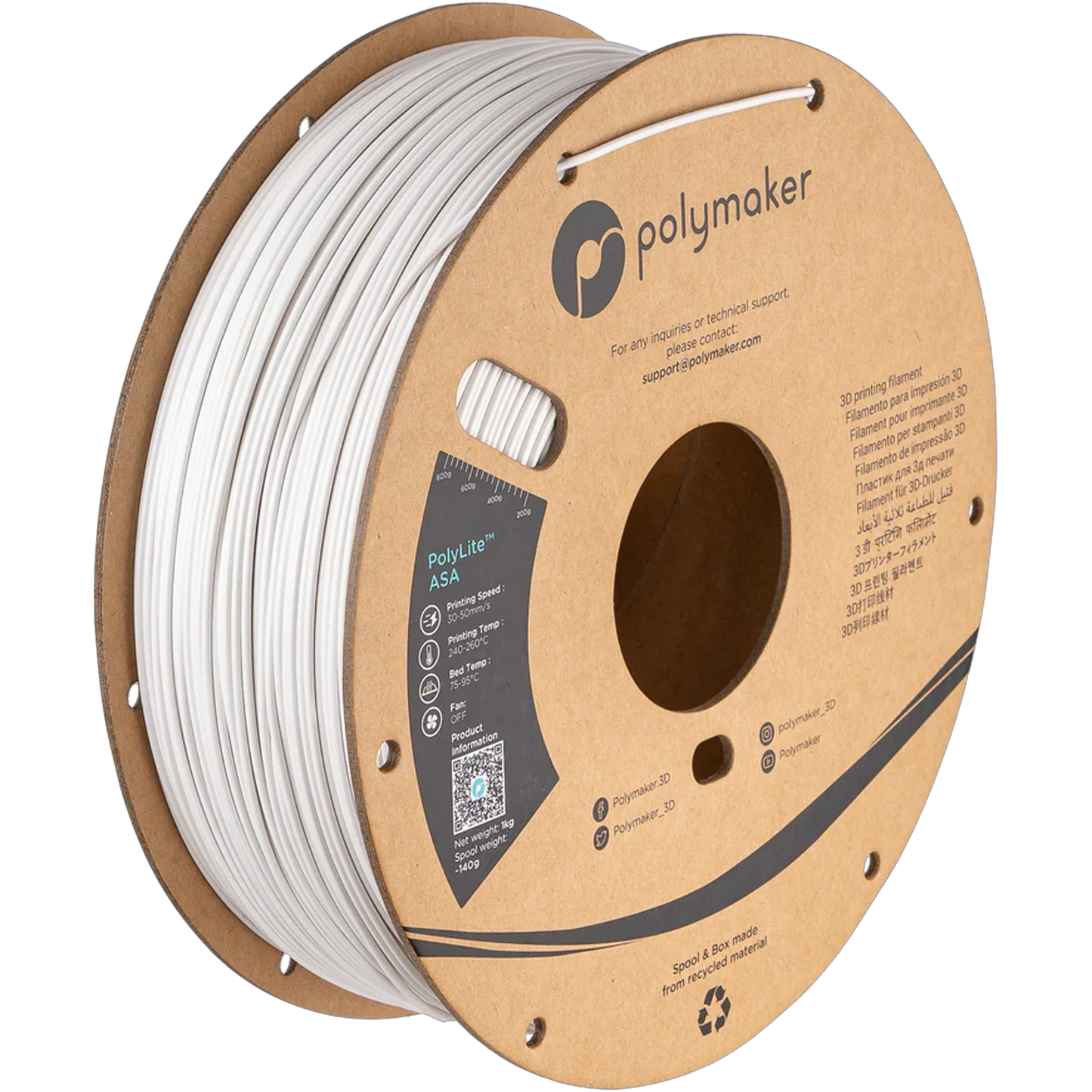 White - Polymaker PolyLite™ ASA - 1.75mm, 1kg